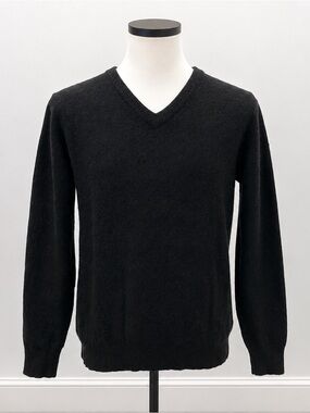 Article 365 100% Cashmere Sweater Mens XL Black V Neck Long Sleeve Luxury Knit P